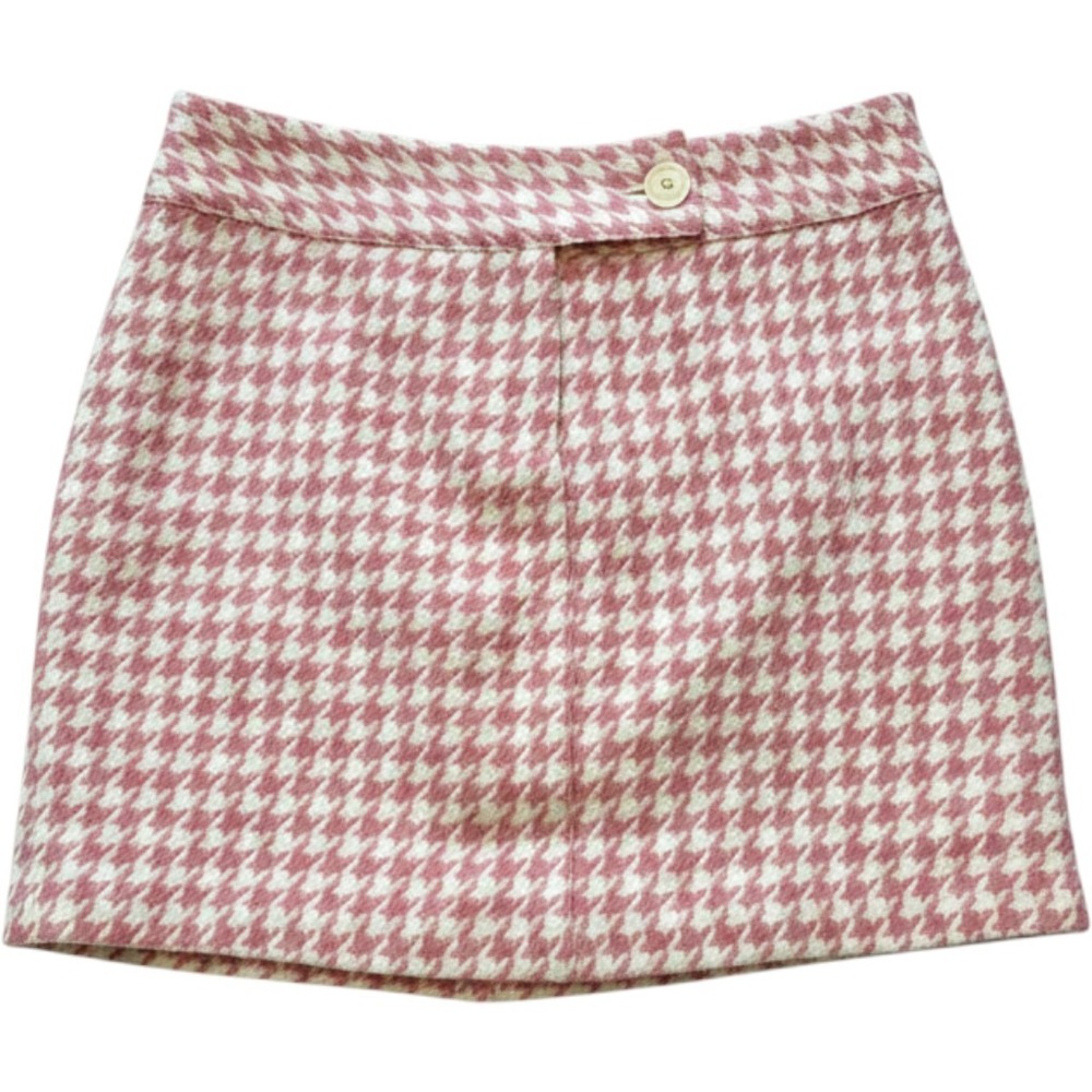 Vineyard Vines Womens‎ Pink Houndstooth Wool Blend Mini Skirt Size 2 Preppy